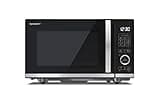 SHARP YC-QG204AU-B Compact 20 Litre 800W Digital FLATBED Microwave with 1050W Grill, 10 power levels, ECO Mode, defrost function, LED cavity light - Black