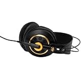 AKG K240 Studio Professional Semi-Open, Over-Ear Headphones, High Performance design, 3.5mm and 1/4" adapters, self adjusting headband - Black and Gold