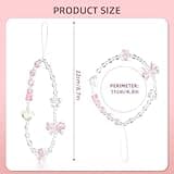 Reownest 2 PCS Mobile Phone Charm Beaded Bracelet Strap- Cute Crystal Pearl Flower Aesthetic Keychain Phone Wrist Strap for Girls Women Cellphone Accessory, Bag & Key Accessories(Pink)