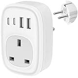 UK to European Plug Adapter - UK to EU Euro Europe Schuko 40W USB C Fast Travel Plug Adaptor Grounded USBC Type C Charger for Spain Turkey France Germany Iceland Poland Greece Russia (Type E/F)Tusreda