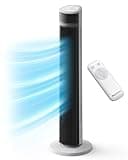 Pro Breeze Bladeless Tower Fan Quiet & Portable with Remote Control, 90° Oscillation, 15h Timer, 4 Modes, 3 Speeds - Powerful Electric 45W Motor Standing Air Circulator for Bedroom & Office