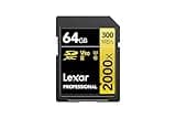 Lexar Professional 2000x SD Card 64GB, SDXC UHS-II Memory Card, Up to 300MB/s Read, 260MB/s Write, Class 10, U3, V90 SDXC Card for DSLR, Full-HD Cinema-Quality 8K Video Cameras (LSD2000064G-BNNAG)