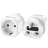 LENCENT 2X EU to UK Plug Adapter, Europe Schuko 2 Pin to 3 Pin UK Travel Adaptor, European Euro to British Adapter- 2 Pack, White