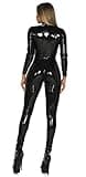 FEOYA Women's Sexy Zipper Catsuit Tight PVC Leather One-Piece Long Sleeve Jumpsuit Erotic Cosplay Clothing Color Black2 Size XL