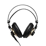 AKG K240 Studio Professional Semi-Open, Over-Ear Headphones, High Performance design, 3.5mm and 1/4" adapters, self adjusting headband - Black and Gold