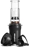 AeroPress Go Plus, Small Portable Coffee Maker for Travel & Camping - 3 In 1 Brew Method Combines French Press, Pourover, Espresso, Full Bodied Coffee without Bitterness, Coffee Press Kit - Black