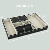 Mantello Valet Tray Nachttisch Organizer – Top Kommode Halter für Geldbörse, Telefon, Schlüssel, Schmuck, Zubehör – aus Kunstleder gefüttert mit grauem Veloursleder, kratzfester Filzboden – Schwarz