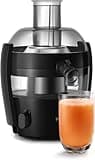 Philips Viva Collection Compact Juicer, 1.5 Litre, 500 Watt, Quick Clean Technology, Drip Stop, Dishwasher Safe Parts, See-through Pulp Container, Direct Serve, Black (HR1832/01)