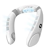 PluvoFan 6000mAh Neck Fan with Cooling Plate Cold Compress Bladeless Portable Quiet Air Conditioner Rechargeable Holiday Essentials for Women Men Travel Camping Outdoor (White)