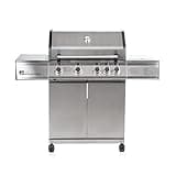 Fire Mountain 4 Burner Premier Plus BBQ - Gas, Stainless Steel Burners, Side Burner, Large Barbeque Grill, Includes Protective Cover, Barbeque Grill Outdoor, Perfect for Garden Parties