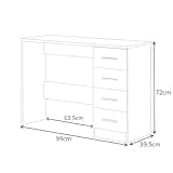 Reflect - 4 Drawer Desk/Dressing Table for Bedroom (H: 72cm x W: 99cm x D: 39.5cm) (Black Gloss/Walnut)