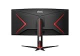 AOC Gaming CU34G2XPD - 34 inch WQHD curved monitor, 180 Hz, 1ms, FreeSync Premium (3440x1440, HDMI, DisplayPort, USB Hub) black/red