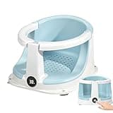 Silla De Baño para Bebé - Silla para Bañera Con Soporte Corporal Acolchado 0-3 Años | Asiento Baño Bebe Antideslizante, Plegable Con Termómetro Integrado para Viajes, Y Apartamentos