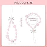 Reownest 2 PCS Mobile Phone Charm Beaded Bracelet Strap- Cute Crystal Pearl Flower Aesthetic Keychain Phone Wrist Strap for Girls Women Cellphone Accessory, Bag & Key Accessories(Pink)