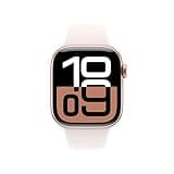 Apple Watch Series 10 GPS 42 mm Smartwatch with Rose Gold Aluminium Case with Light Blush Sport Band - S/M. Fitness Tracker, ECG App, Always-On Retina Display, Water Resistant