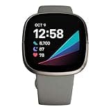 Fitbit Sense Advanced Unisex Smartwatch with Tools for Heart Health, Stress Management & Skin Temperature Trends, Sage Grey / Silver
