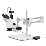 AmScope 3.5X-180X Trinocular Stereo Microscope with 4-Zone 144-LED Ring Light and 10MP Camera