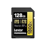 Lexar 128GB Professional 1800x UHS-II SDXC V60 Rated 4K Video Capture Memory Card (GOLD Series)