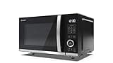 SHARP YC-QG204AU-B Compact 20 Litre 800W Digital FLATBED Microwave with 1050W Grill, 10 power levels, ECO Mode, defrost function, LED cavity light - Black