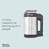 Morphy Richards Sauté & Soup Maker, 1.6L, 4 Settings, Smooth, Chunky, Juice, Blend Pause Function, Family Size, Non-Stick Coated Jug, Detachable Power Cord, Stainless Steel, 501014