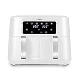 Tower T17137WHT Vortx 8.5L Dual Basket Air Fryer with Dual Cook Function, 2400W, White & Chrome