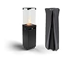 Planika - Faro - Portable Patio Heater - 8 KW Gas Propane Fireplace Outdoor, Garden (Black + Cover)