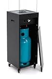 Planika - Faro - Portable Patio Heater - 8 KW Gas Propane Fireplace Outdoor, Garden (Black + Cover)