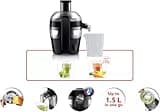 Philips Viva Collection Compact Juicer, 1.5 Litre, 500 Watt, Quick Clean Technology, Drip Stop, Dishwasher Safe Parts, See-through Pulp Container, Direct Serve, Black (HR1832/01)