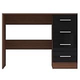 Reflect - 4 Drawer Desk/Dressing Table for Bedroom (H: 72cm x W: 99cm x D: 39.5cm) (Black Gloss/Walnut)