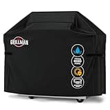 Grillman Grill Barbecue Covers, Heavy Duty Gas BBQ Cover for Weber, Brinkmann, Char Broil, Outback and more. Rip-Proof, UV, Waterproof BBQ Covers (132 L x 66 W x 109 H cm, Black)