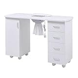 Warmiehomy Professional Manicure Nail Table with Built-in Nail Dust Collection,Mobile Art Beauty Salon Workstation Vacuum Fan Table WorkStation Beauty Manicure Nail Desk, White