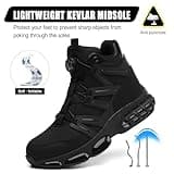 PAQOZKC Waterproof Safety Boots Men Women Steel Toe Cap Boots Safety Shoes High Ankle Air Cushion Work Trainers Black