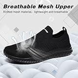 Mens Womens Slip On Trainers Casual Nordic Walking Shoes Breathable Running Shoes Nurse Work Shoes Lightweight Tennis Shoes Soft Mesh Gym Workout Sneakers Black EU45 Convert UK10.5