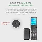 Doro 2800 4G unlocked basic mobile phone for seniors with loud and clear sound, large buttons, talking number keys, camera, assistance button and USB C charging lead [UK and Irish version] (Graphite)
