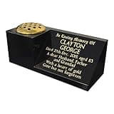 Personalised Black Granite Memorial Vase Grave Pot, Headstone Gravestone Plaque, Cemetery, Stone