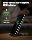 INIU Wireless Charger Stand, 15W Qi Fast Charging Dock Phone Charger, Adaptive LED Wireless Charging Station for iPhone 17 16 15 14 13 12 11 9 8 XR, Samsung S23 S22 S21, LG V40 G8, Pixel 8 7 6 etc.