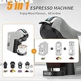 19 Bar 5in1 Multicapsule Espresso Coffee Machine for Nespresso/Dolce Gusto/LAVAZZA A MODO MIO Capsule and Ground/ESE Coffee Pods EM-308A (Grey)