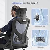 Office Chair - Ergonomic Desk Chair with Lumbar Support Headrest Adjustable, Padded Flip-up Armrests Comfy Seat Cushion High Back Executive Manager Chair For Home Office