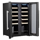 Baridi 24 Bottle Dual Zone Wine Cooler, Fridge, Touch Screen, LED Light Black and Mirror Glass Door – DH97