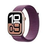 Apple Watch Series 10 GPS + Cellular 42 mm Smartwatch with Rose Gold Aluminium Case with Plum Sport Loop - One Size. Fitness Tracker, ECG App, Always-On Retina Display, Carbon Neutral