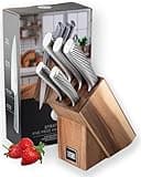 Taylors Eye Witness 5 Piece Knife Block Set – Razor Sharp Full Metal Kitchen Knives with Stylish Acacia Wood Storage. Stainless Steel Precision, Durable, Includes Paring, Chef, Bread & Carving Knives