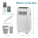SereneLife Portable Air Conditioning Unit, 3-in-1 Powerful Ac, 12,000 BTU Mobile Air Conditioners, w/Dehumidifier, Fan mode + Heat, Remote Control, Window Venting Kit Included