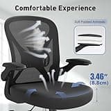 ZZH Ergonomic Mesh Office Chair with Adjustable Lumbar Support ＆ Flip-up Arms, Breathable Computer Home Desk Chair with 360 & Height Adjustment, Black