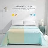 Elegear Cooling Quilt For Naked Sleepers or Night Sweats, Q-Max 0.5 Arc-Chill 3.0 Summer Cool Fiber Duvet for Travel, Adult and Hot Sleepers, Softness, Comfort, 200x220cm, Double Bed Size, Lake Green