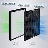 EVA Alto four Air Purifier, Ultra Silent 17dB, True HEPA 99.97% Allergen, Smoke, Pet Dander, Dust, Pollen Removal, Active Carbon - 55m² Multi-Room Coverage (Long life filter set)