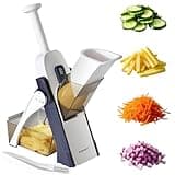 SUPMAKIN Safest Mandoline Vegetable Slicer, Potato Chip Cutter, Multifunctional Veg Chopper with 4 Cutting Modes to Slice, Dice, Chop, Julienne, Best Kitchen Gadgets Once for All Blue