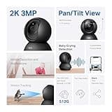 Tapo C211 2K 3MP Pan/Tilt Indoor Camera House Security Camera, WiFi Camera, No Monthly Fee, AI Detection, Dog Camera, Baby Camera Monitor, CCTV, 360° View, Night Vision, Works with Alexa & Google