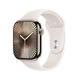Apple Watch Series 10 GPS + Cellular 46 mm Smartwatch with Gold Titanium Case with Starlight Sport Band - S/M. Fitness Tracker, ECG App, Always-On Retina Display, Water Resistant