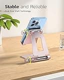 NULAXY Adjustable Phone Stand for Desk, Foldable Desktop Cell Phone Holder Cradle Dock Compatible with iPhone 16 15 14 13 12 11 Pro Max Xs Xr X 8, HUAWEI, Galaxy, All Phones - Rose Gold