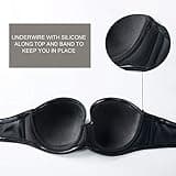 DELIMIRA Women's Strapless Bra Push Up for Bigger Bust Multiway Underwire Smooth Bandeau Bra Black 38H